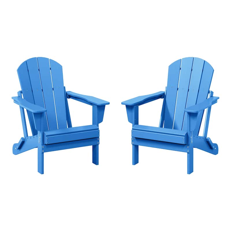 Polytrends Laguna Weather Resistant Outdoor Patio Folding Adirondack Chairs (Set of 2) - Pacific Blue