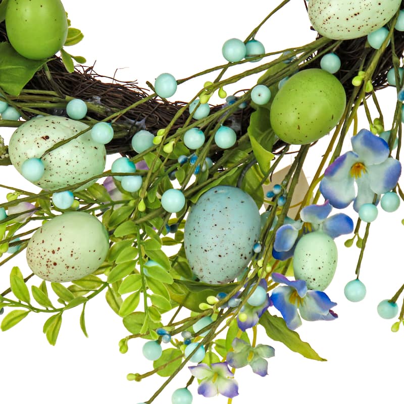 National Tree Company 20 in. Flowering Blue and Green Easter Wreath