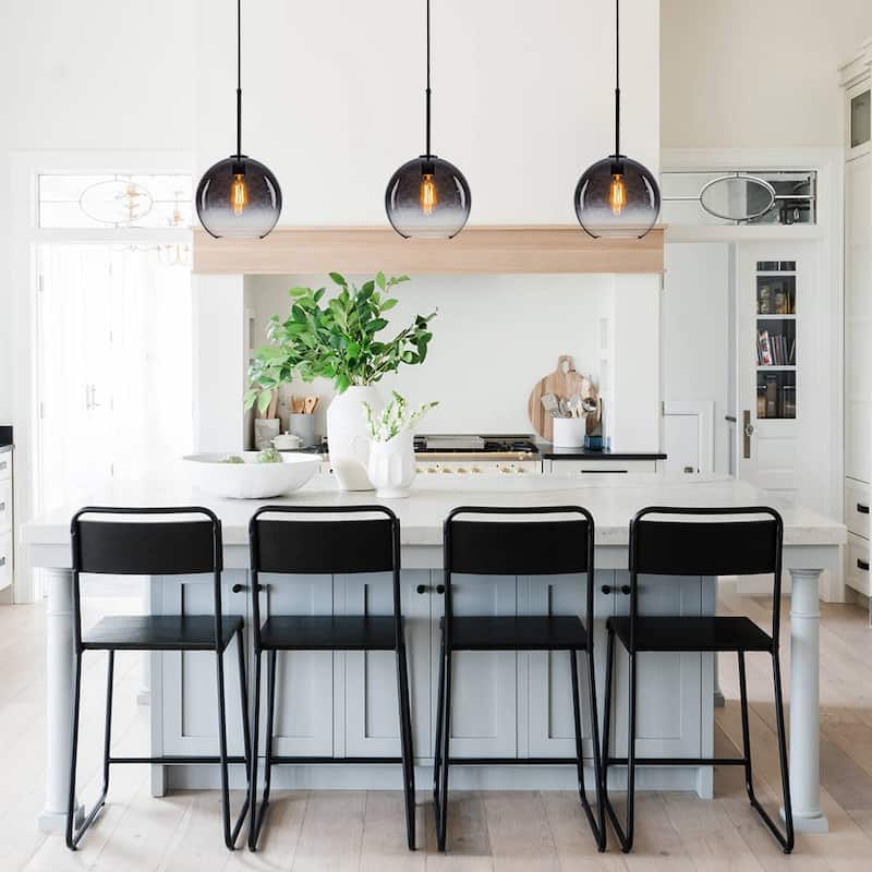 11.0''W 1-Light Modern Hand-blown Clear Glass Globe Pendant