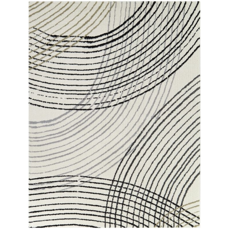 Jacques Modern Stripe Area Rug - 7'10" x 10' - Black