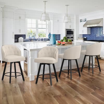26" Swivel Counter Height Swivel Bar Stools Set of 4 Upholstered Counter Stools - 26" H