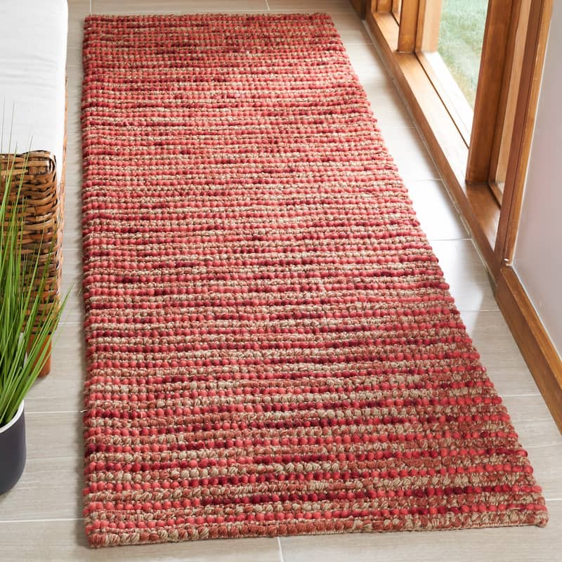 SAFAVIEH Handmade Bohemian Jelisava Jute & Wool Area Rug - 2'6" x 6' Runner - Red/Multi