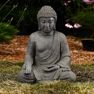 Grey MgO Meditating Buddha Outdoor Statue