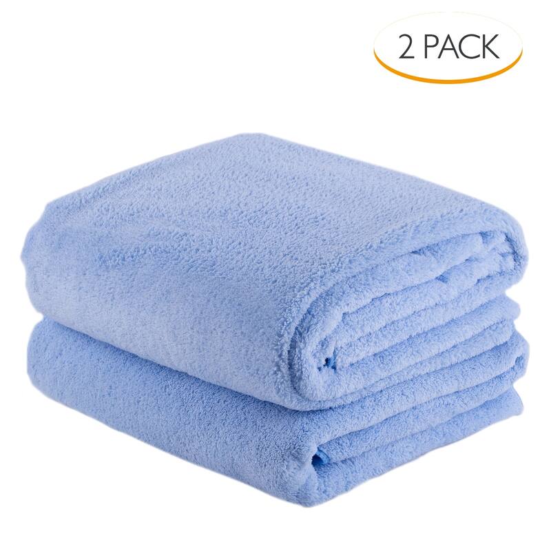 6 Pack Plush Fleece Towel Set - 2 Pack - Blue