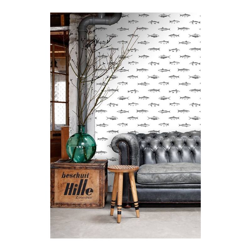 ESTA Home Fiyero Off-White Fish Wallpaper - 20.5 x 396 x 0.025
