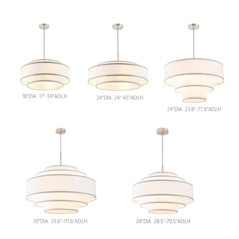 24" 5-Light Dimmable Tiered Drum Chandelier