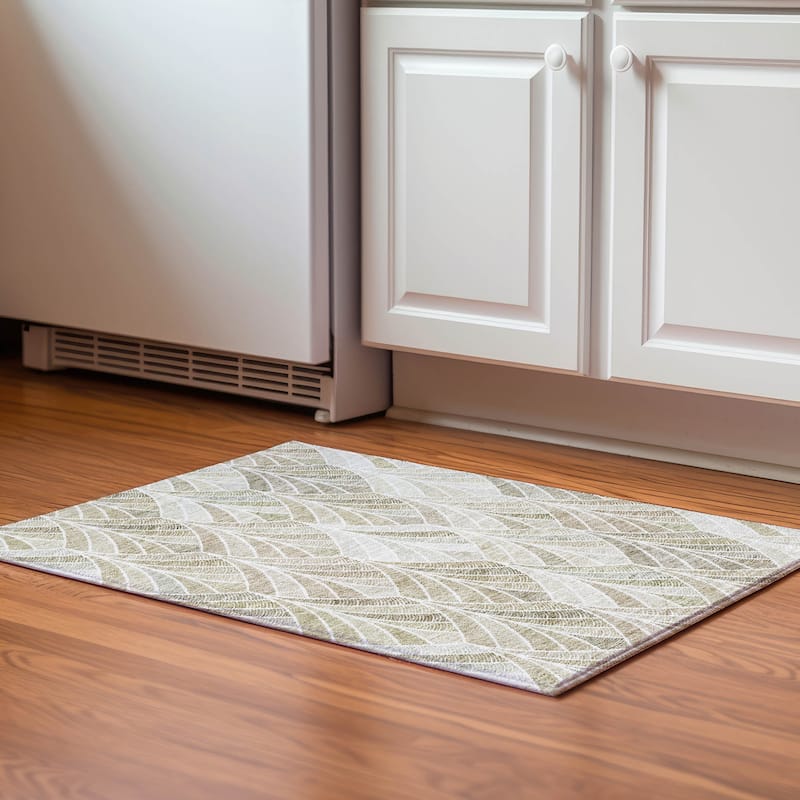 Premium Washable Super Soft Chic Mosaic Mayfield Rug - Khaki - 1' 8" x 2' 6"