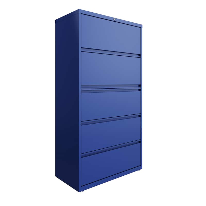 Hirsh 36-in Wide HL10000 Series 5 Drawer Lateral File Cabinet with Posting Shelf and Roll-Out Binder Storage, White