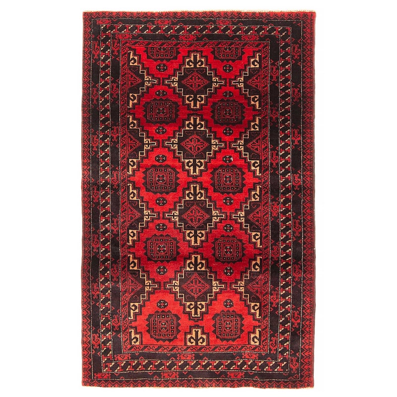 Teimani Red Rug 2'10" x 4'10" - 2'10 x 4'10 - Red - 2'10 x 4'10