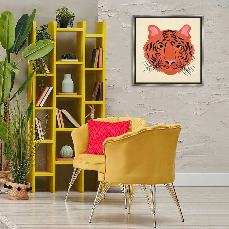 Stupell Modern Wild Tiger Face Framed Floater Canvas Wall Art Design By Carrie Cantwell