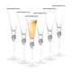 preview thumbnail 12 of 18, Berkware Luxurious Champagne Trumpet Flutes with Dazzling Rhinestone Rim Set of 6 - Silver