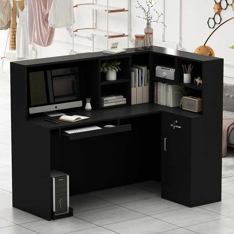 L-Shape Wood Reception Desk Office Computer Desk