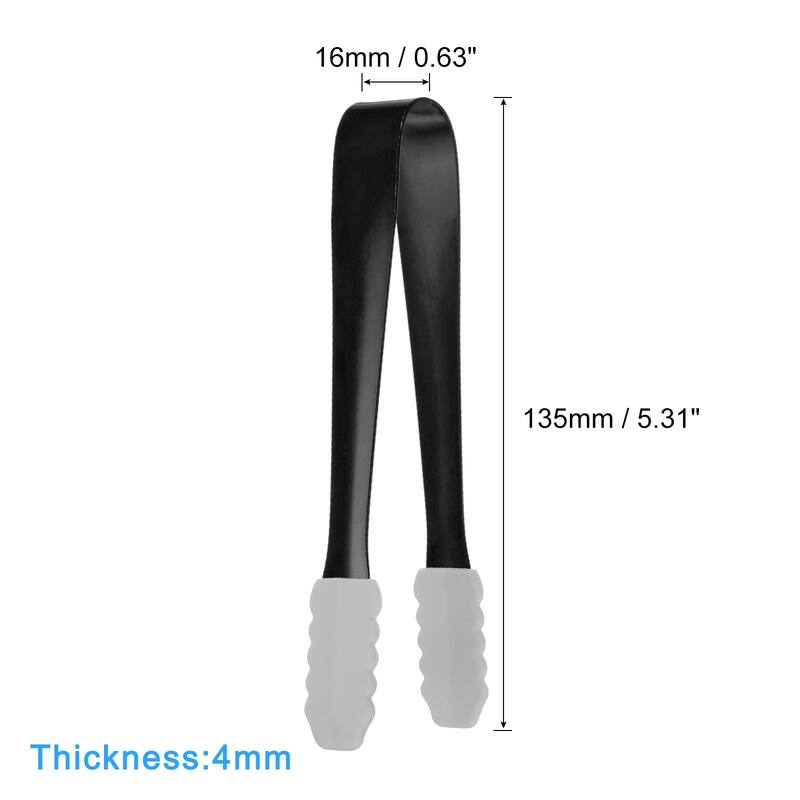Serving Tongs, 7pcs 5.3Inch - Stainless Steel Ice Tongs with Silicone - 5.3 Inch - Black