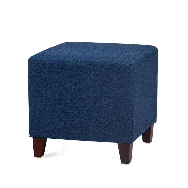 Adeco Simple British-style Cobalt Blue Cube Ottoman Footstool