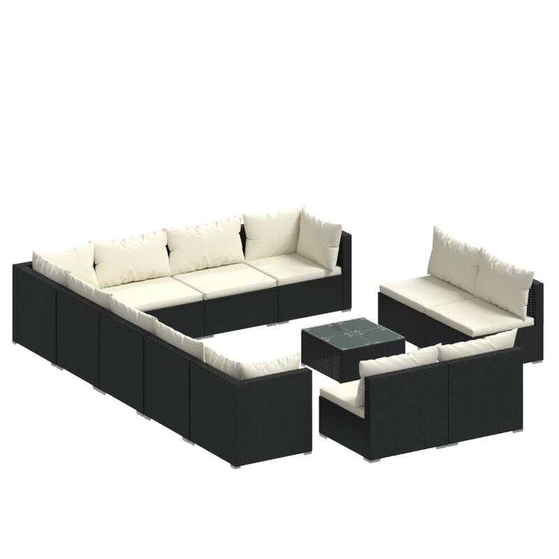 vidaXL Patio Lounge Set Outdoor Sectional Sofa Set Table Garden Poly Rattan
