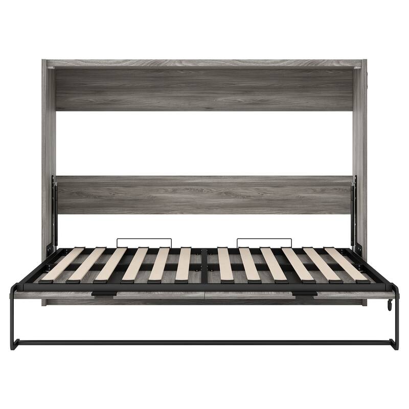 Modern Gray Full Size Murphy Bed with Metal Frame & Pine Slats by Harper&Bright Designs