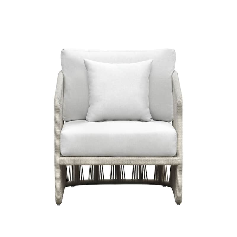Alexa Outdoor Arm Chair with Cushions, White