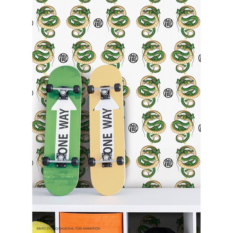 RoomMates Dragon Ball Z Shenron Dragon White Peel and Stick Wallpaper - N/A