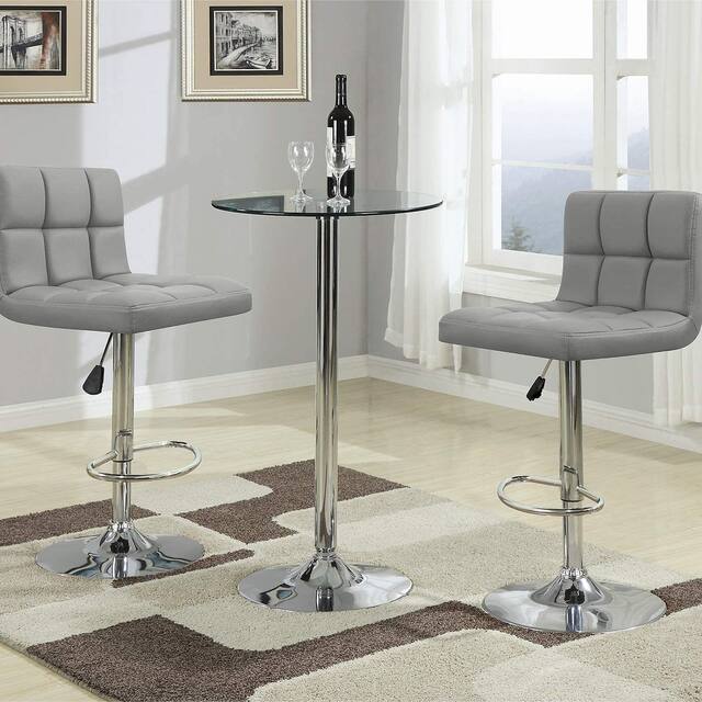 Bar Stools Adjustable Armless Swivel PU Leather Barstools Set of 2