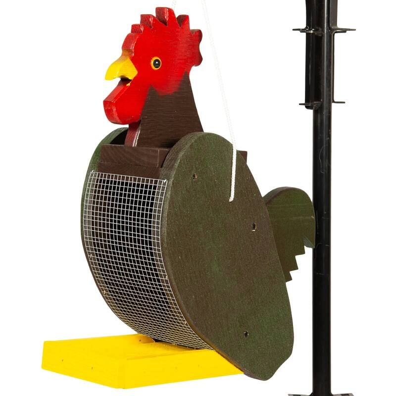 Pine Rooster Shaped Bird Feeder - Green/Brown