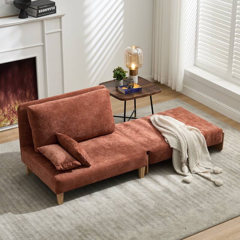 Foldable Sofa Bed Recliner, 3-In-1 Convertible Sleeper, Suitable For Small Spaces, With Three Pillows