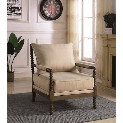 Barksdale Traditional Faux Linen Accent Armchair