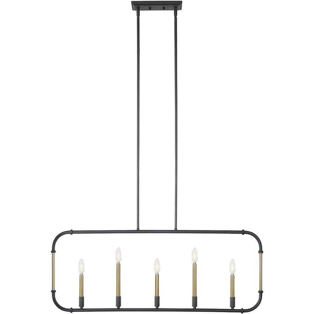 Tribesigns Farmhouse Chandelier Light, 5 light Pendant Lighting Candle Rectangle Chandelier Light Fixture Linear Lights