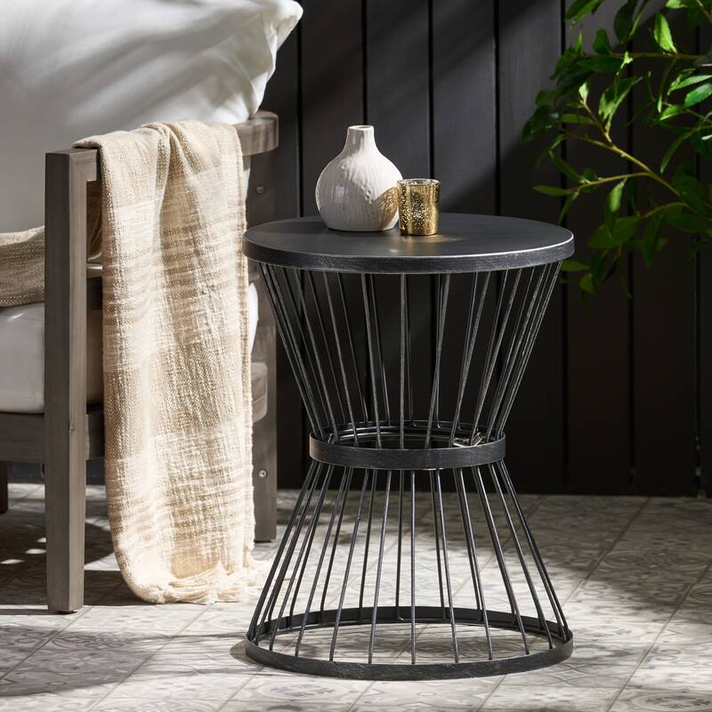 16'' Modern Hourglass Side Table - Black