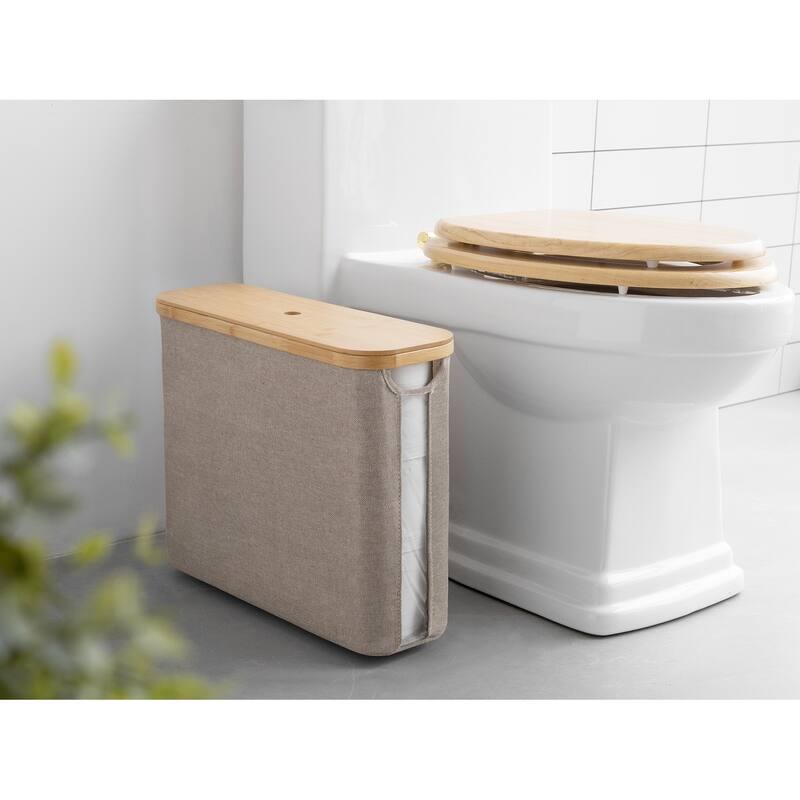 Freestanding Toilet Paper Holder for 9 Mega Rolls, Bathroom Storage Basket With Side Window - 17.5"L x 6"W x 13.75"H