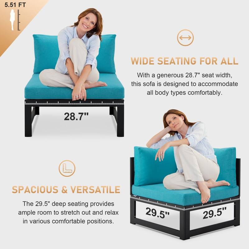 FINCATI Oversized Modular Aluminum Outdoor Furniture Set, 29" Deep Wide Sectional Seating Aluminum Patio Set with Coffee Tables