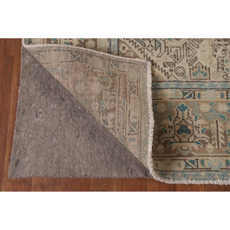 Geometric Tabriz Distressed Persian Rug Hand-knotted Wool Carpet - 6'7" x 9'0"