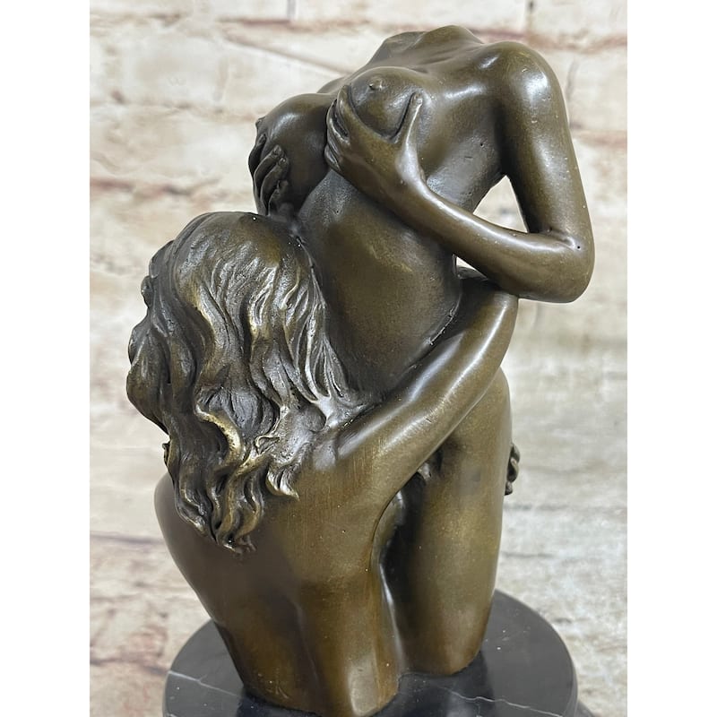 Handmade Art Crafted Art Two Girls Bronze Masterpiece Sculpture Statue