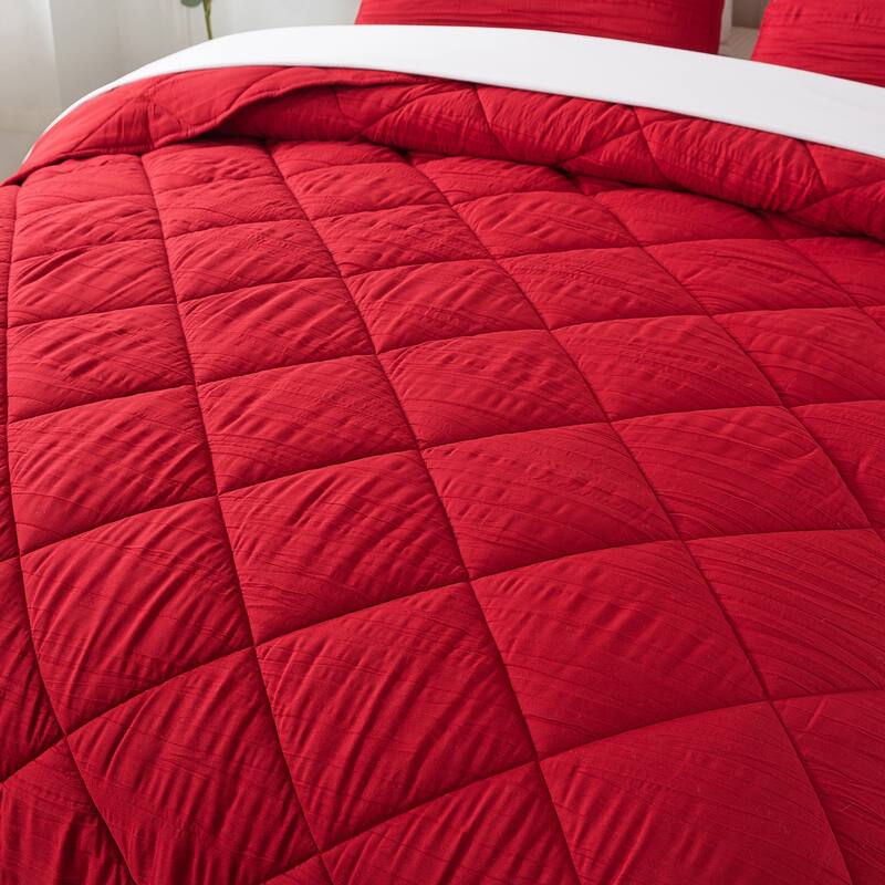 3 Pieces Quilted Comforter Set with 2 Pillow Shams
