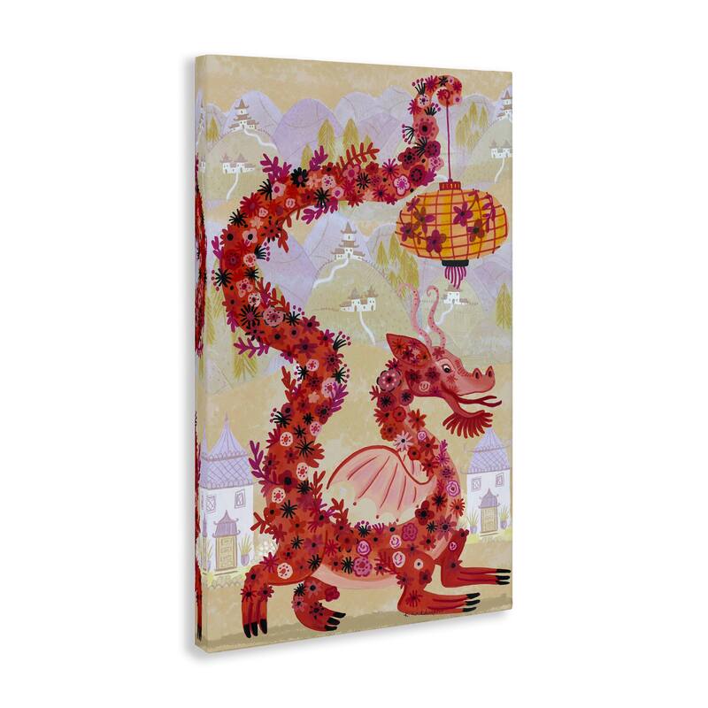 Stupell Dragon & Lantern Mythology Canvas Wall Art Design By Kay Widdowson