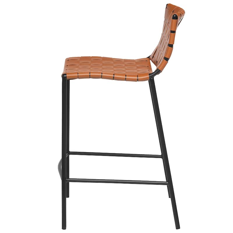 Soho Mid-century Modern Leather Weave Bar Stool (26-inch/ 30-inch) (Single)