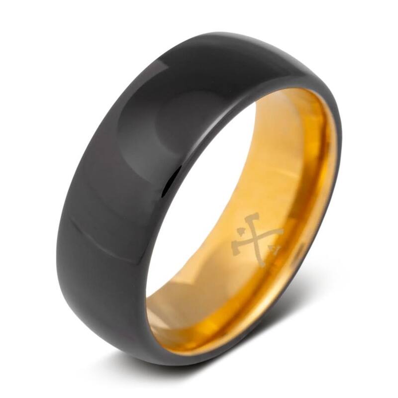 Manly Bands THE RECORD PRODUCER Tungsten Black Plated 8mm Polished Band