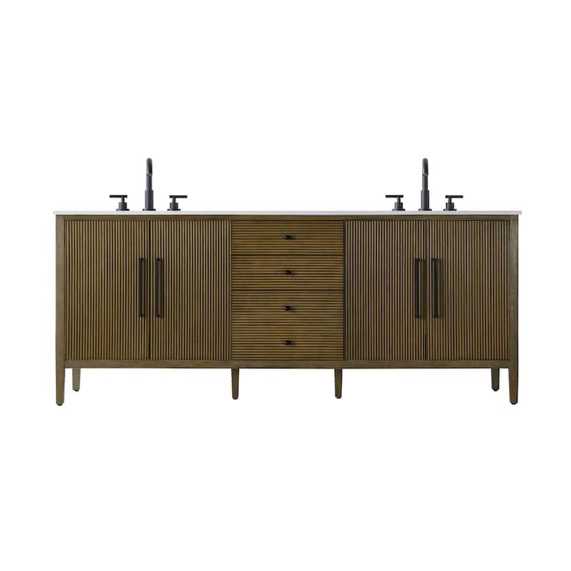 Elegant Lighting VF29684D Blakely 84" Free Standing Double Basin - Hazel Oak