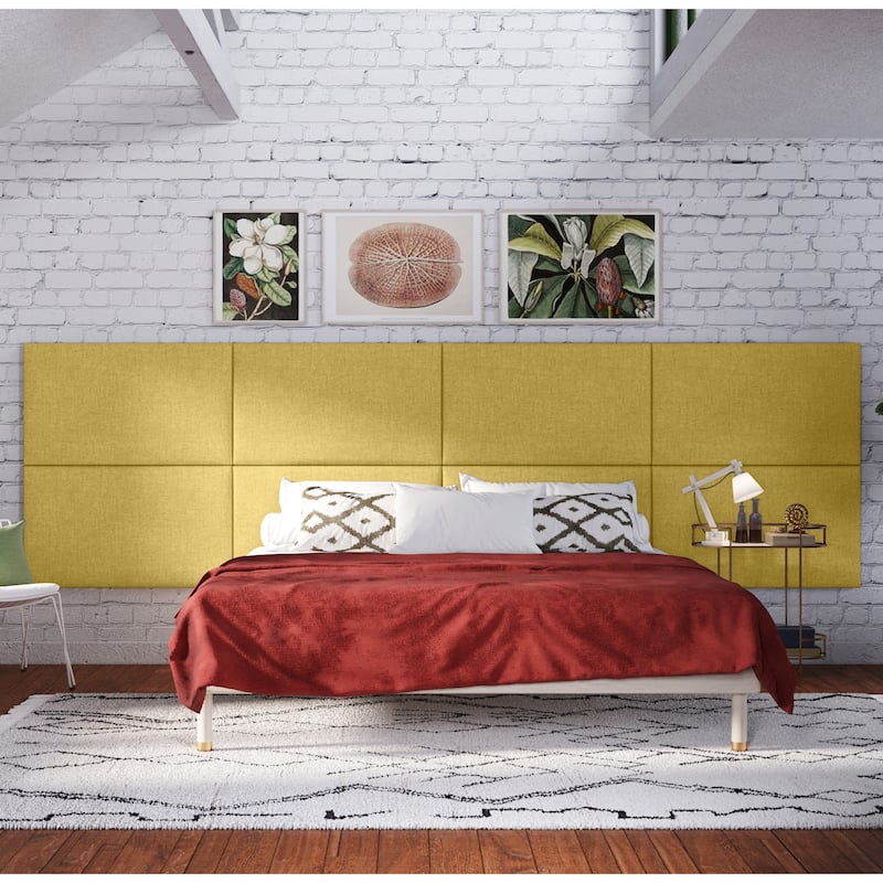 Jaxx Panelist Padded Headboard - Set of 2 Wall Panels - Microvelvet Amber Gold - King
