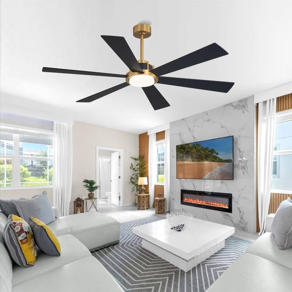 MLiAN Ceiling Fan 60inch Playwood Blades Remote Control 6-Speed DC with Integrated LED - 60''