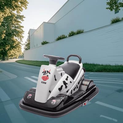 12V Kids Bumper Ride On Car with Rotate 360-Degree Spin, Collision Lights, Sound Effects, and LED Flow Wheels for Ages 3-5