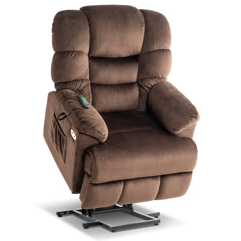MCombo Infinite Position Dual Motor Lift Chair with Power Headrest for Elderly People, Extended Footrest, Fabric