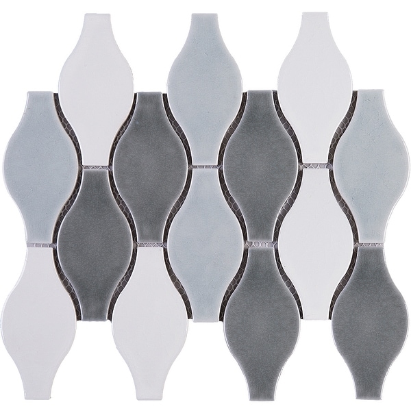 TileGen. Bowling 4" x 5" Porcelain Mosaic Tile in Blue/White Floor and Wall Tile (10 sheets/8.2sqft.)