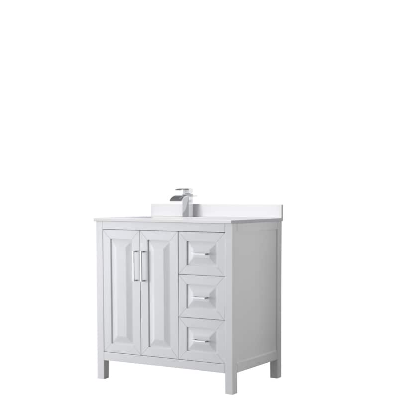 Daria 36-inch Single Vanity, Cultured Marble Top - White, Chrome Trim, White Cultured Marble Top