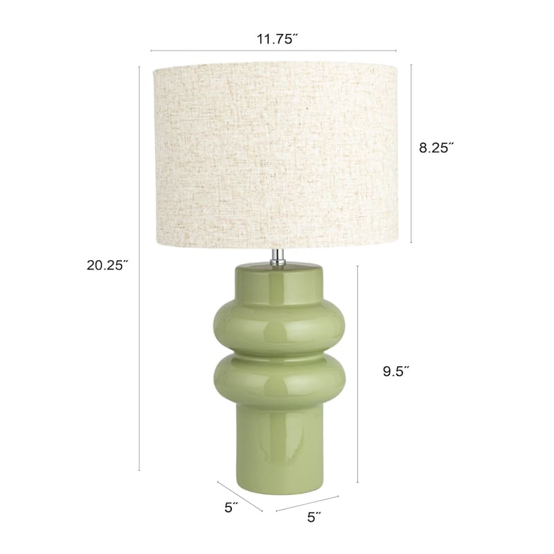 Stoneware Table Lamp with Linen Shade and Inline Switch - 11.8"L x 11.8"W x 20.3"H