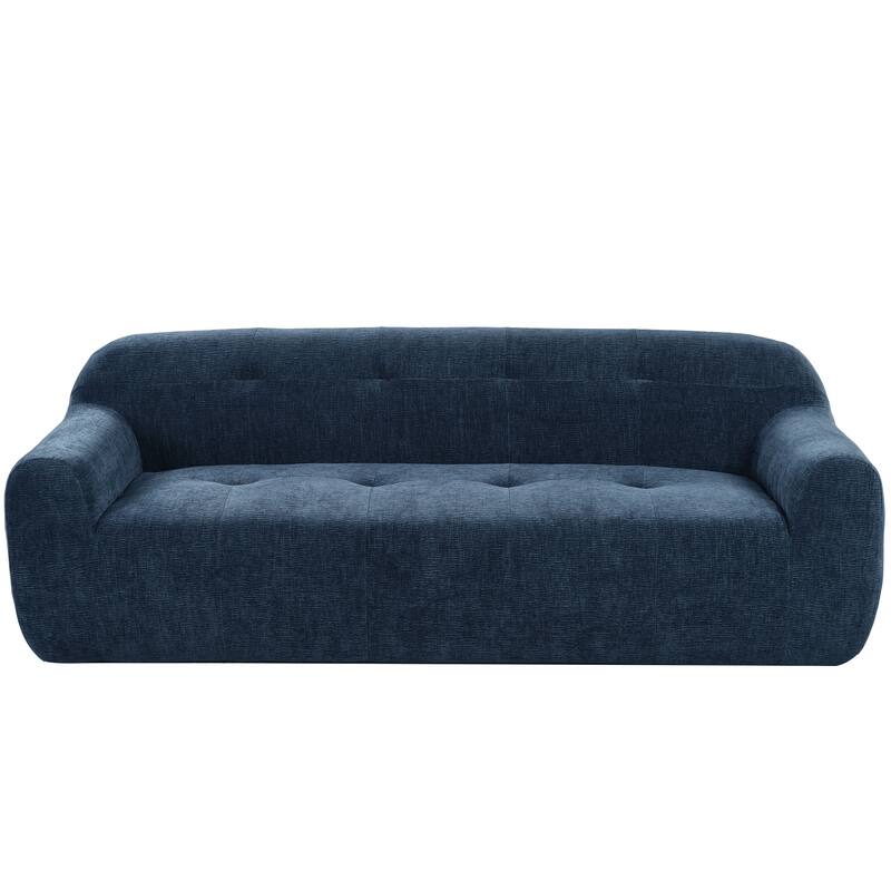 Chenille Fabric 3-Seater Sofa with Tufted Style and Full Sponge Compression Design