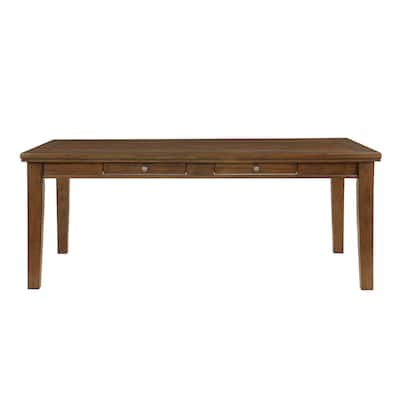 Trea 78 Inch Dining Table, 6 Drawers, Plank Top, 6 Seater, Rustic Brown