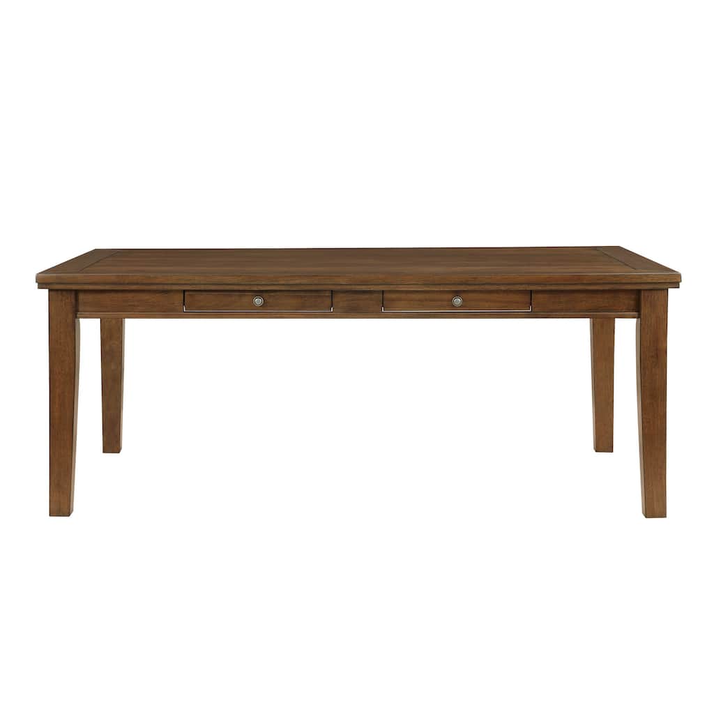 Trea 78 Inch Dining Table, 6 Drawers, Plank Top, 6 Seater, Rustic Brown