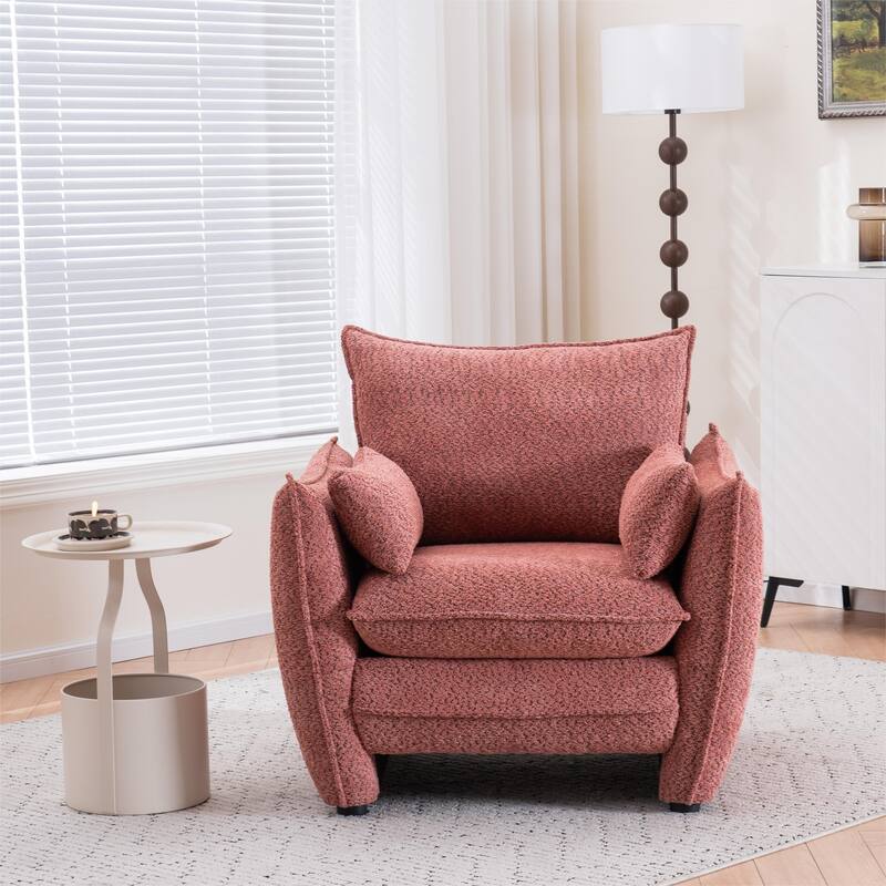 Sharp-Angle Single Sofa Chair with Side Pockets, Multifunctional Lounge Reading Chair, Ergonomic Upholstered Armchair