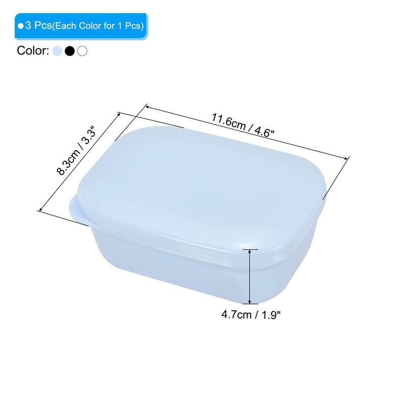 Soap Holder, 3 Pack Bar Soap Dish Container Travel Soap Case - Black White Blue