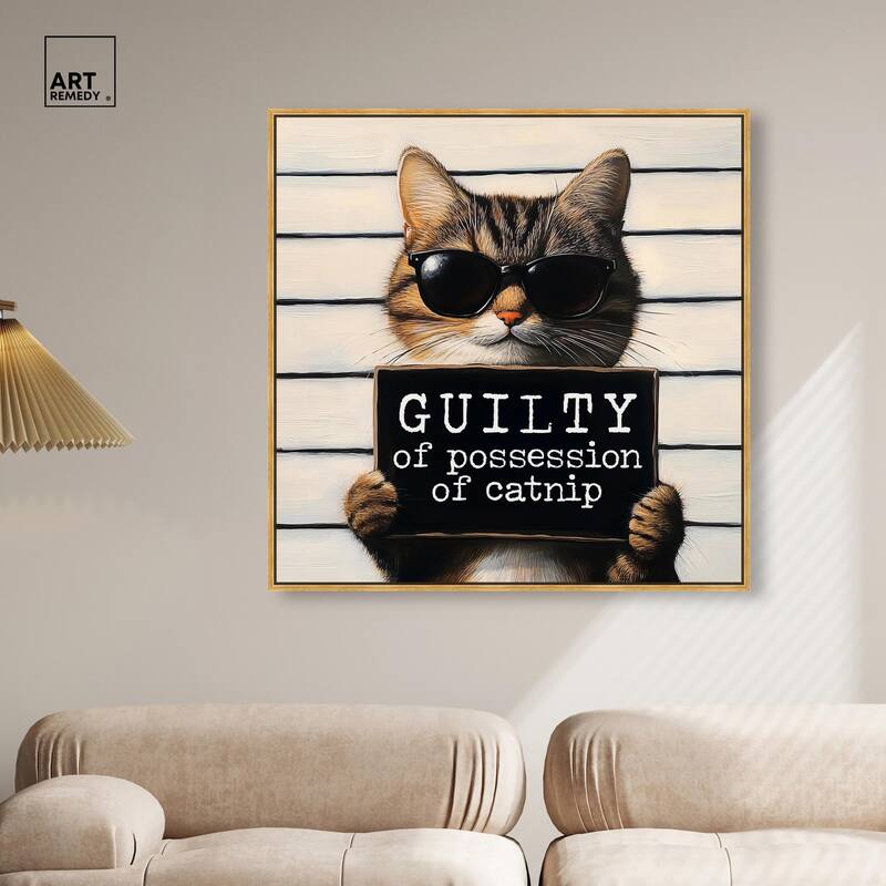 Guilty of Catnip Canvas by Art Remedy
